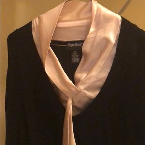 Maggie Barnes, silk tie, sweater